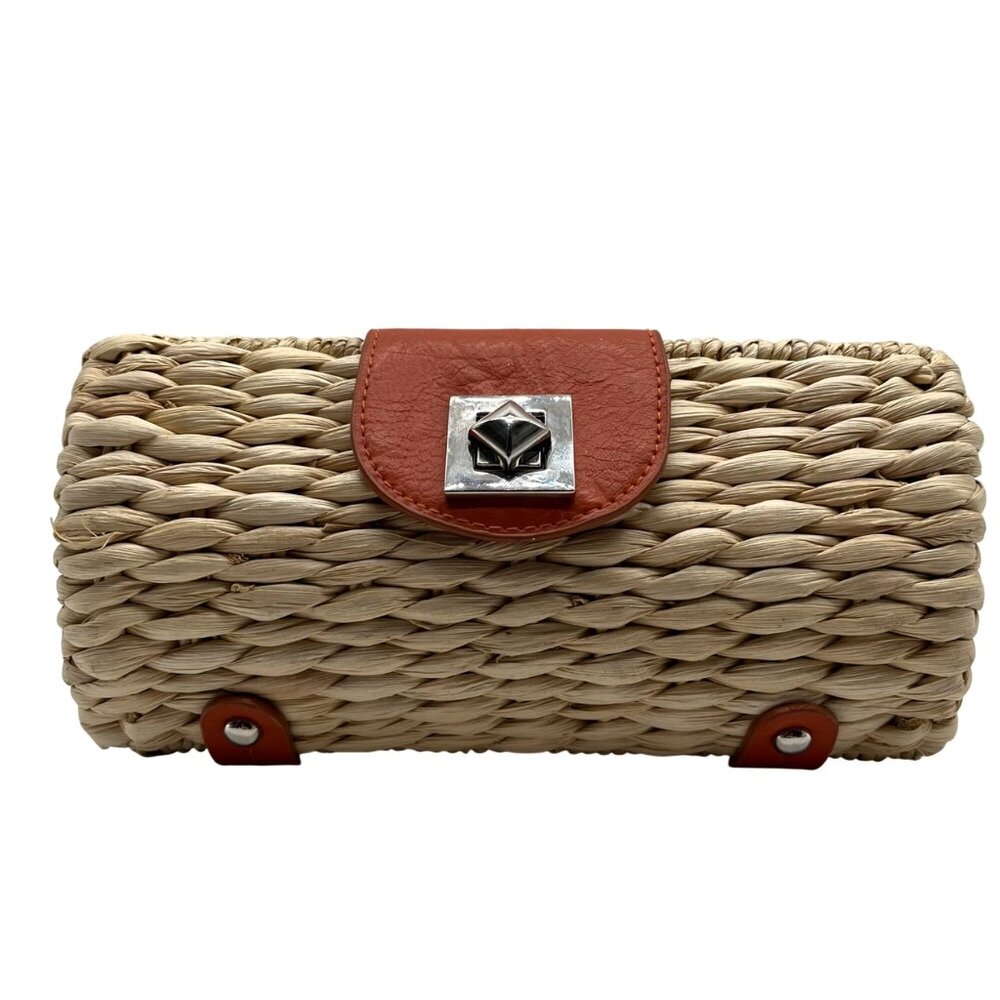 Tan Straw Log Clutch Bag